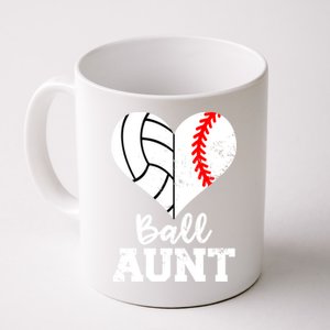 Ball Aunt Heart Funny Baseball Volleyball Aunt Gift Coffee Mug