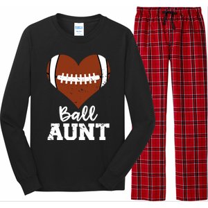 Ball Aunt Heart Funny Football Aunt Cute Gift Long Sleeve Pajama Set