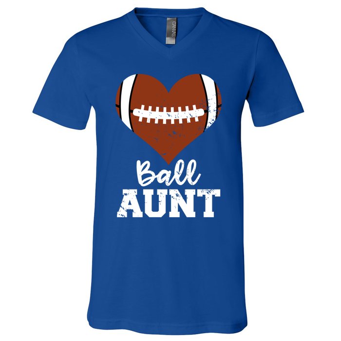 Ball Aunt Heart Funny Football Aunt Cute Gift V-Neck T-Shirt