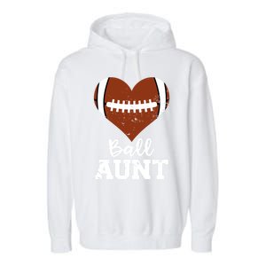 Ball Aunt Heart Funny Football Aunt Cute Gift Garment-Dyed Fleece Hoodie