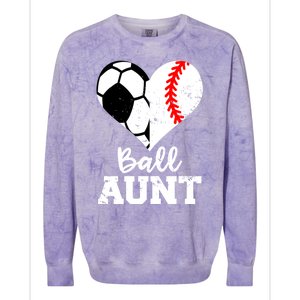 Ball Aunt Heart Funny Soccer Baseball Aunt Gift Colorblast Crewneck Sweatshirt