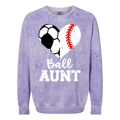 Ball Aunt Heart Funny Soccer Baseball Aunt Gift Colorblast Crewneck Sweatshirt