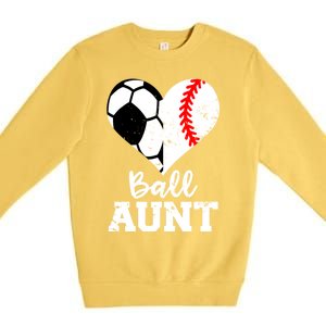 Ball Aunt Heart Funny Soccer Baseball Aunt Gift Premium Crewneck Sweatshirt