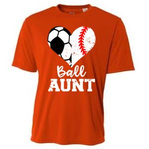 Ball Aunt Heart Funny Soccer Baseball Aunt Gift Cooling Performance Crew T-Shirt