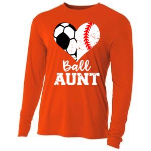 Ball Aunt Heart Funny Soccer Baseball Aunt Gift Cooling Performance Long Sleeve Crew