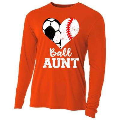 Ball Aunt Heart Funny Soccer Baseball Aunt Gift Cooling Performance Long Sleeve Crew