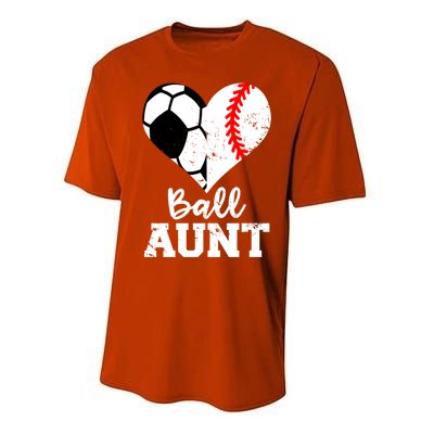 Ball Aunt Heart Funny Soccer Baseball Aunt Gift Performance Sprint T-Shirt