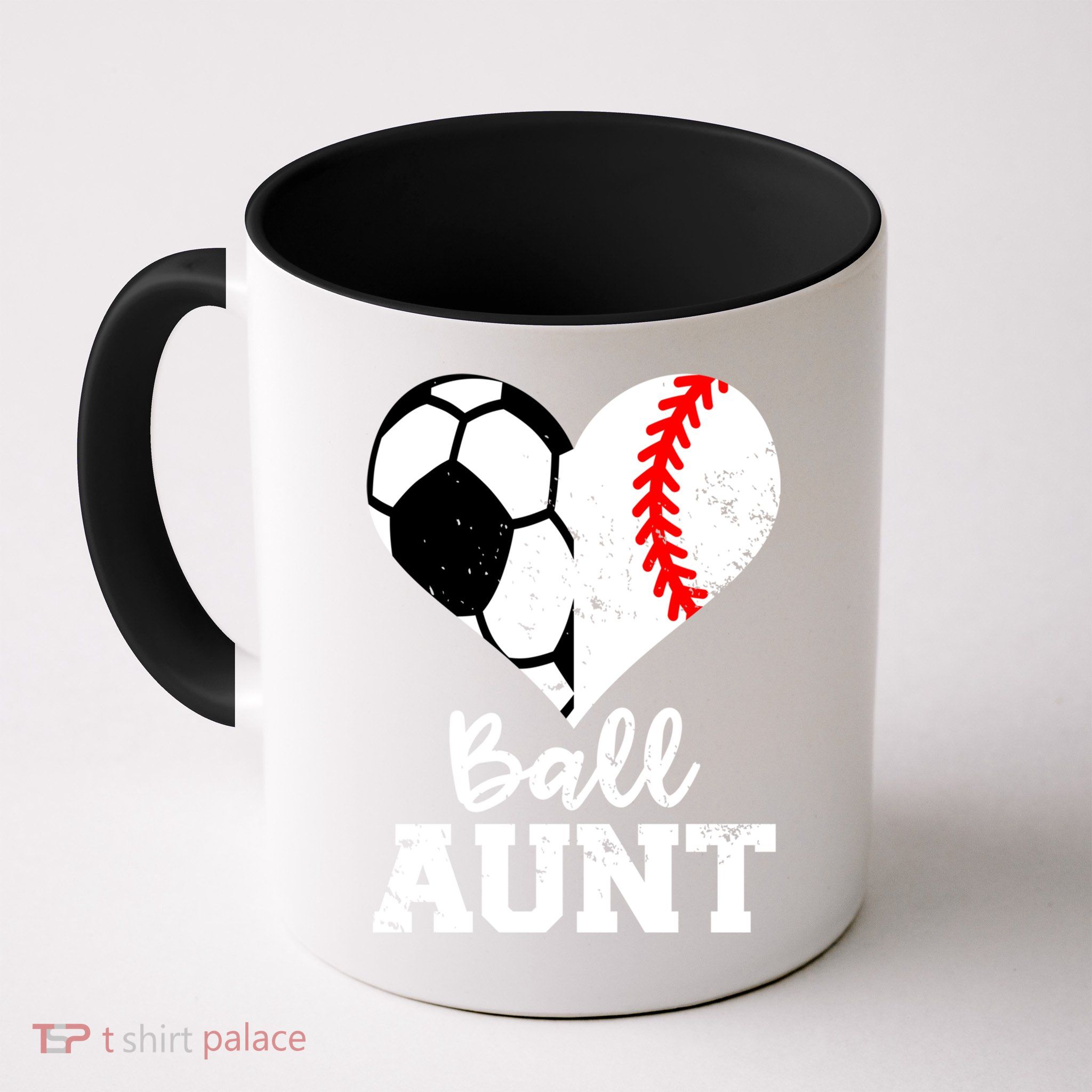 Ball Aunt Heart Funny Soccer Baseball Aunt Gift Mug