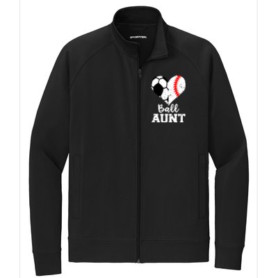 Ball Aunt Heart Funny Soccer Baseball Aunt Gift Stretch Full-Zip Cadet Jacket