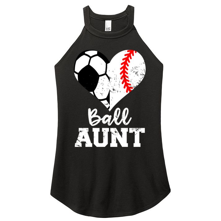 Ball Aunt Heart Funny Soccer Baseball Aunt Gift Women's Perfect Tri Rocker Tank