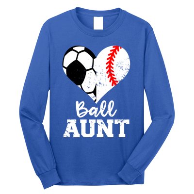 Ball Aunt Heart Funny Soccer Baseball Aunt Gift Long Sleeve Shirt