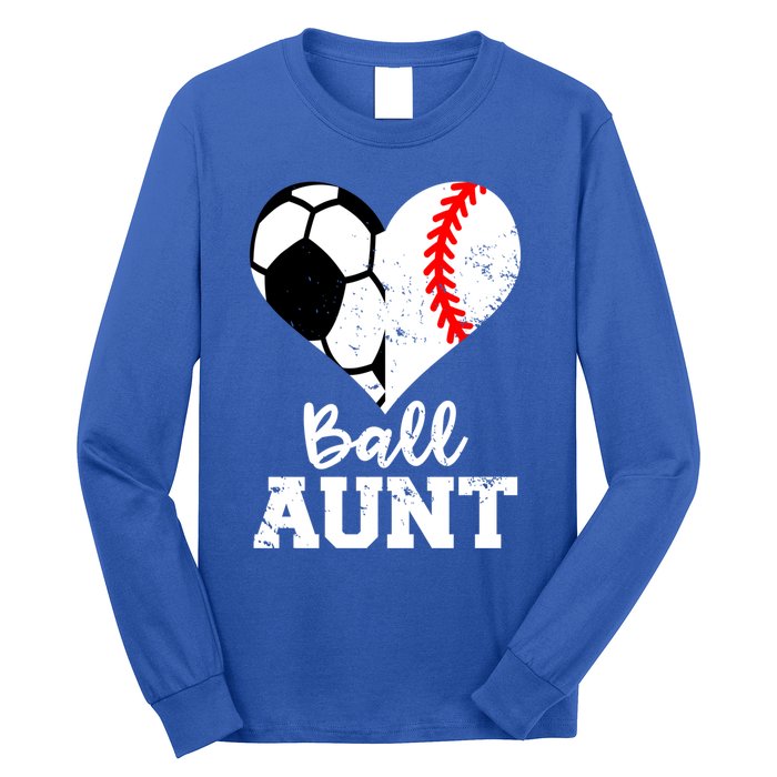 Ball Aunt Heart Funny Soccer Baseball Aunt Gift Long Sleeve Shirt