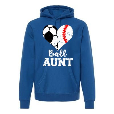 Ball Aunt Heart Funny Soccer Baseball Aunt Gift Premium Hoodie