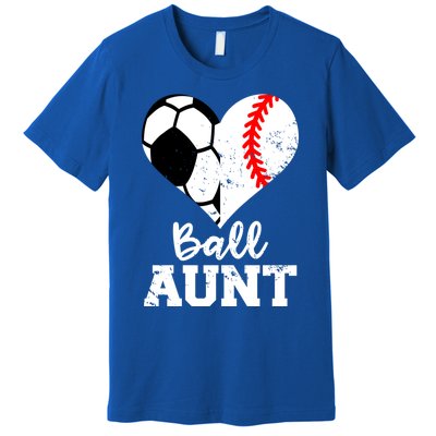 Ball Aunt Heart Funny Soccer Baseball Aunt Gift Premium T-Shirt