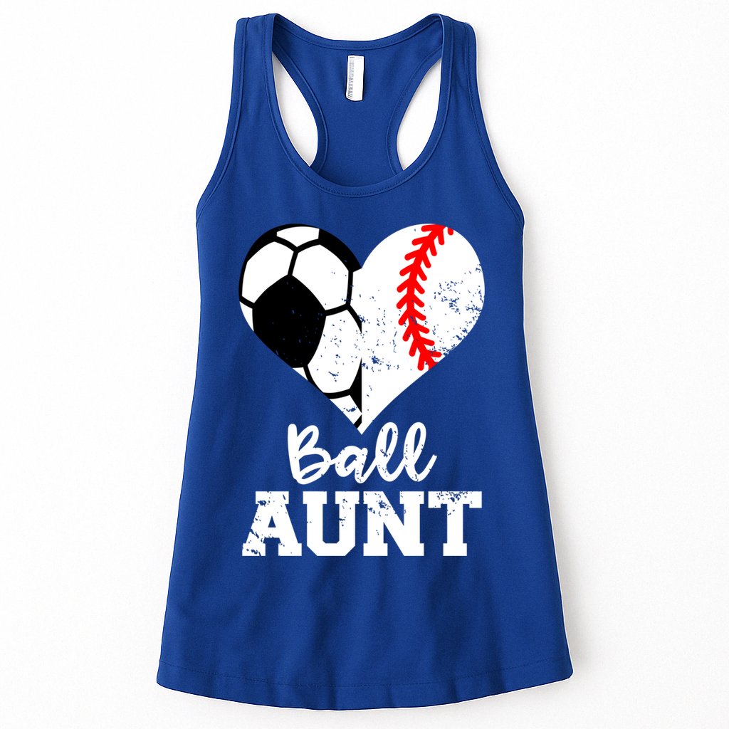 Ball Aunt Heart Funny Soccer Baseball Aunt Gift Womens Tank Top