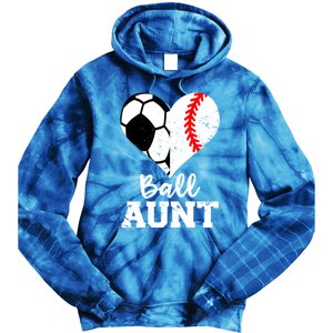 Ball Aunt Heart Funny Soccer Baseball Aunt Gift Tie Dye Hoodie