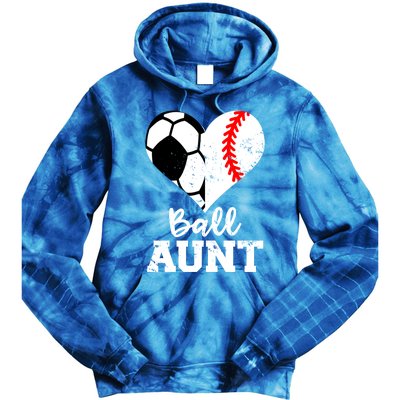 Ball Aunt Heart Funny Soccer Baseball Aunt Gift Tie Dye Hoodie