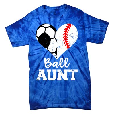 Ball Aunt Heart Funny Soccer Baseball Aunt Gift Tie-Dye T-Shirt