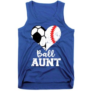 Ball Aunt Heart Funny Soccer Baseball Aunt Gift Tank Top