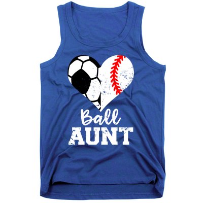 Ball Aunt Heart Funny Soccer Baseball Aunt Gift Tank Top