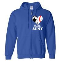 Ball Aunt Heart Funny Soccer Baseball Aunt Gift Full Zip Hoodie