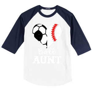 Ball Aunt Heart Funny Soccer Baseball Aunt Gift Baseball Sleeve Shirt