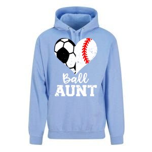 Ball Aunt Heart Funny Soccer Baseball Aunt Gift Unisex Surf Hoodie