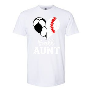 Ball Aunt Heart Funny Soccer Baseball Aunt Gift Softstyle CVC T-Shirt