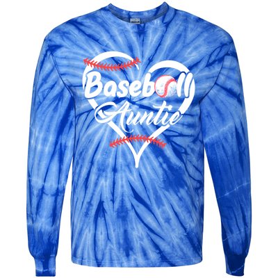 Baseball Aunt Heart Proud Baseball Auntie Gift Tie-Dye Long Sleeve Shirt