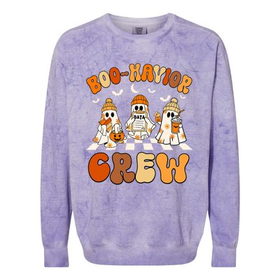 Behavior Analyst Halloween Aba Cute Ghost Boo Havior Crew Colorblast Crewneck Sweatshirt