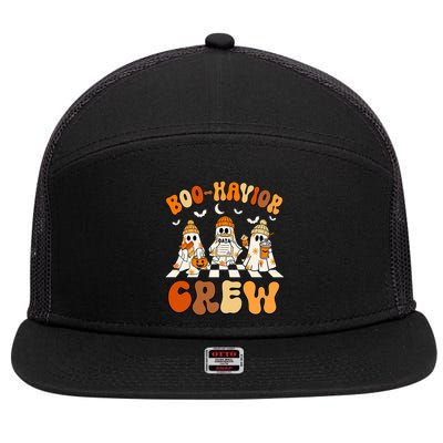 Behavior Analyst Halloween Aba Cute Ghost Boo Havior Crew 7 Panel Mesh Trucker Snapback Hat