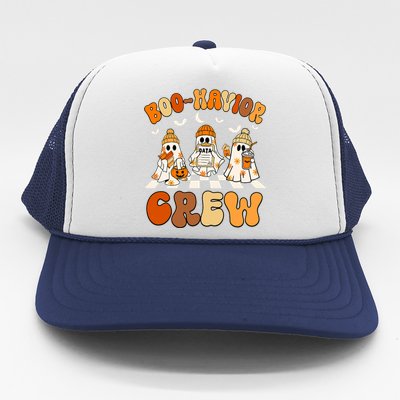 Behavior Analyst Halloween Aba Cute Ghost Boo Havior Crew Trucker Hat