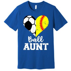 Ball Aunt Heart Funny Soccer Softball Aunt Gift Premium T-Shirt