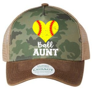 Ball Aunt Heart Funny Softball Aunt Cool Gift Legacy Tie Dye Trucker Hat