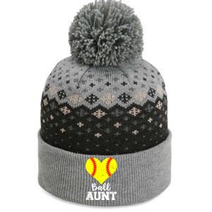 Ball Aunt Heart Funny Softball Aunt Cool Gift The Baniff Cuffed Pom Beanie