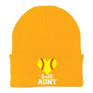 Ball Aunt Heart Funny Softball Aunt Cool Gift Knit Cap Winter Beanie