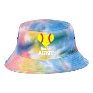 Ball Aunt Heart Funny Softball Aunt Cool Gift Tie Dye Newport Bucket Hat