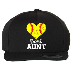 Ball Aunt Heart Funny Softball Aunt Cool Gift Wool Snapback Cap