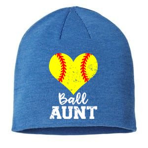 Ball Aunt Heart Funny Softball Aunt Cool Gift Sustainable Beanie