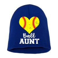 Ball Aunt Heart Funny Softball Aunt Cool Gift Short Acrylic Beanie