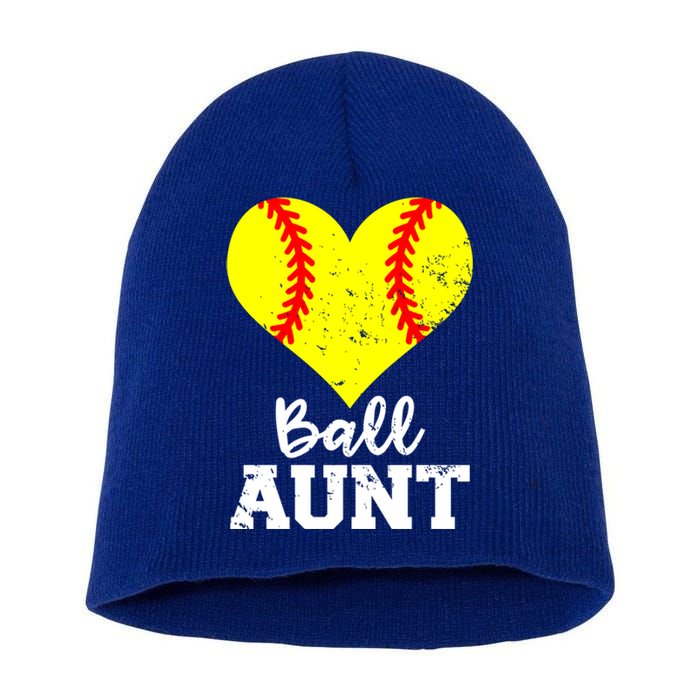 Ball Aunt Heart Funny Softball Aunt Cool Gift Short Acrylic Beanie