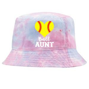 Ball Aunt Heart Funny Softball Aunt Cool Gift Tie-Dyed Bucket Hat