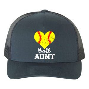 Ball Aunt Heart Funny Softball Aunt Cool Gift Yupoong Adult 5-Panel Trucker Hat