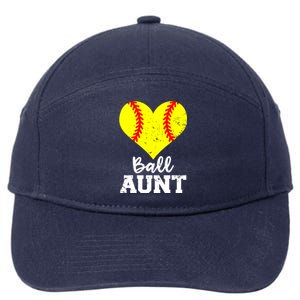 Ball Aunt Heart Funny Softball Aunt Cool Gift 7-Panel Snapback Hat