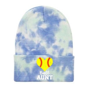 Ball Aunt Heart Funny Softball Aunt Cool Gift Tie Dye 12in Knit Beanie