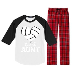 Ball Aunt Heart Funny Volleyball Aunt Gift Raglan Sleeve Pajama Set