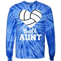 Ball Aunt Heart Funny Volleyball Aunt Gift Tie-Dye Long Sleeve Shirt