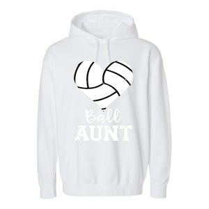 Ball Aunt Heart Funny Volleyball Aunt Gift Garment-Dyed Fleece Hoodie