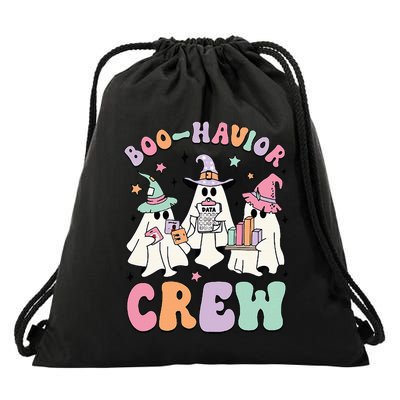 Behavior Analyst Halloween Aba Cute Ghost Boo Havior Crew Drawstring Bag