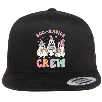 Behavior Analyst Halloween Aba Cute Ghost Boo Havior Crew Flat Bill Trucker Hat